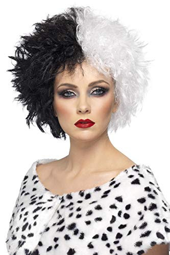 Smiffys womens Evil Madame Costume Wig Black   White One Size US