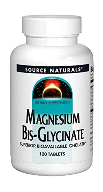 Source Naturals Magnesium Bis-Glycinate - Supports Cardiovascular and Muscle Health - 120 Tablets Source Naturals Magnesium Bis-Glycinate - Supports Cardiovascular and Muscle Health - 120 Tablets