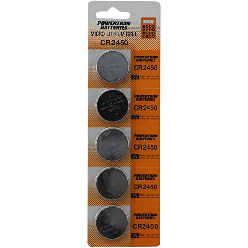 Powertron Battery CR2450 3V for Car Remote Key Fob Keyless Entry Pack of 5
