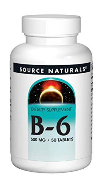 Source Naturals Vitamin B-6 500 mg Immune System Support - 50 Tablets