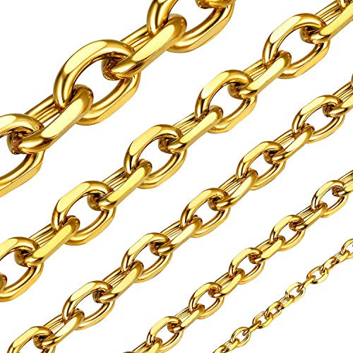 Hip Hop Chains Gold Cable Link Necklace Stainless Steel Mens Rolo Chain 3mm Necklace 26inch Hip Hop Chains Gold Cable Link Necklace Stainless Steel Mens Rolo Chain 3mm Necklace 26inch