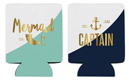 Creative Brands Slant Collections Insulated Can Cover Set of 2 4 x 5_2-Inch MermaidCaptain