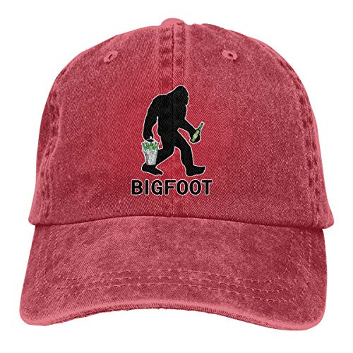 UTWJLTL Denim Cap Washed Sasquatch Bigfoot with Beer Baseball Dad Cap Classic Adjustable Sports for Men Women Hat