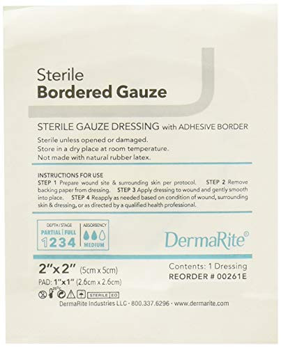 Dermarite Industries Sterile Bordered Gauze Dressing 2x2 50 Count