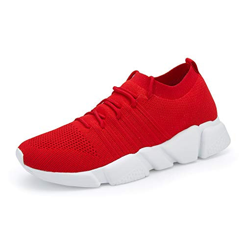 WXQ Mens Running Shoes Fashion Sneakers Mesh Breathable Casual Athletic Lightweight Walking Shoes Red 46