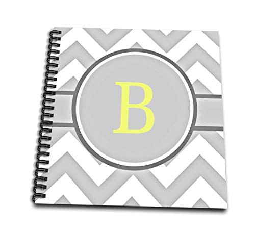 3dRose Grey and White Chevron with Yellow Monogram Initial B-Mini Notepad 4 by 4-inch db-222090-3