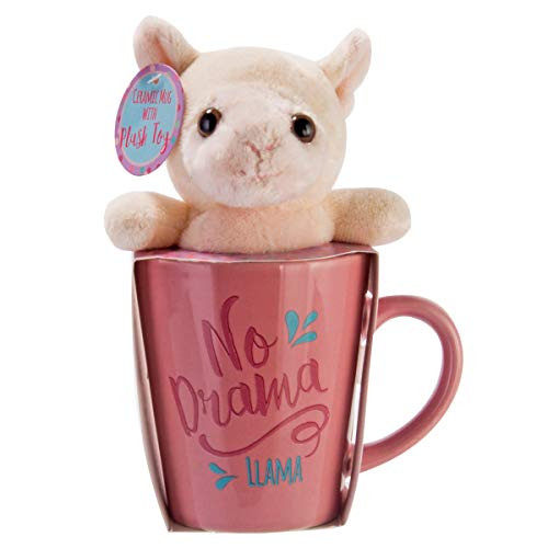 Coffee Mug Gift Set With Plush Toy Stuffed Animal Toy Pink Llama Plush Toy 12 Ounces Mug