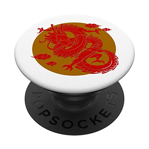 Oriental Dragon Design With Rising Sun and Character Kid PopSockets PopGrip Swappable Grip for Phones   Tablets