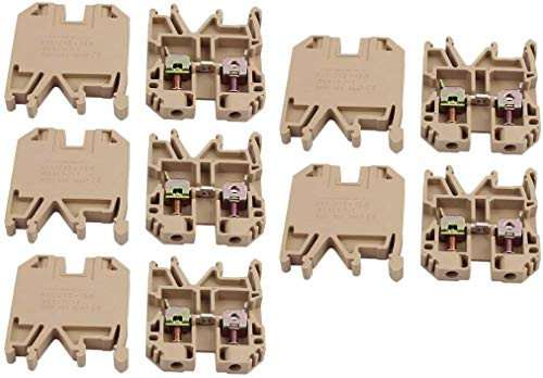 Fielect SAK 4EN DIN Rail Terminal Blocks Screw Clamp 0_2-4mm2 DIN Rail Terminal Block Connector 800V 32A Beige 25Pcs