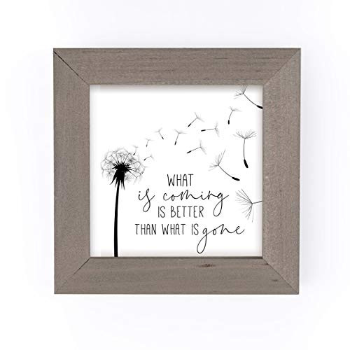 P_ Graham Dunn What is Coming Better Black Dandelion 5 x 5 Pine Wood Driftwood Framed Art Sign