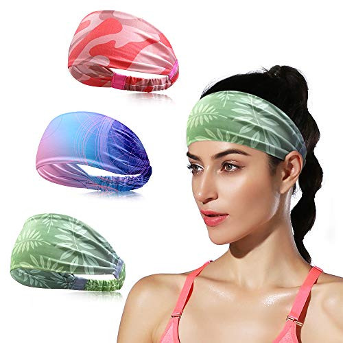 DINIGOFIN Wide Sports Headbands for Women Non Slip Workout Headband Moisture Wicking Sweatband for Yoga Running Athletic FitnessPink Green Blue 3PCS DINIGOFIN Wide Sports Headbands for Women Non Slip Workout Headband Moisture Wicking Sweatband for Yoga Running Athletic FitnessPink Green Blue 3PCS