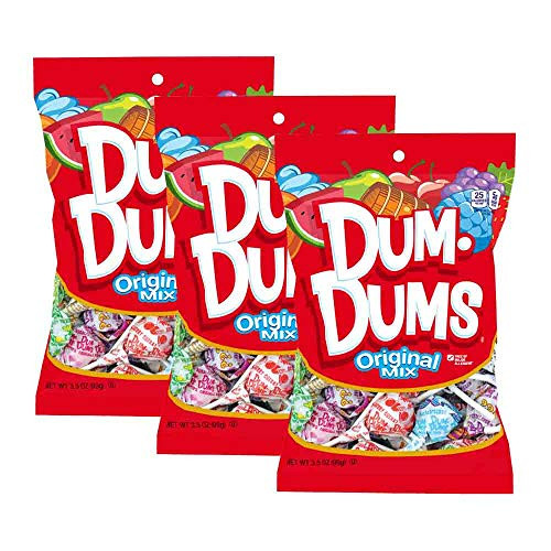 Dum Dums Lollipops Hard Candy Suckers 3_5 Oz_ Bag 3-Pack 42 Pops Total Original Mix