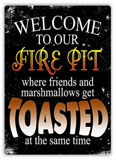 PaBoe Welcome to Our Fire Pit Sign Vintage Retro Tin Metal Decor Sign Home Wall Decor 8x12 PaBoe Welcome to Our Fire Pit Sign Vintage Retro Tin Metal Decor Sign Home Wall Decor 8x12