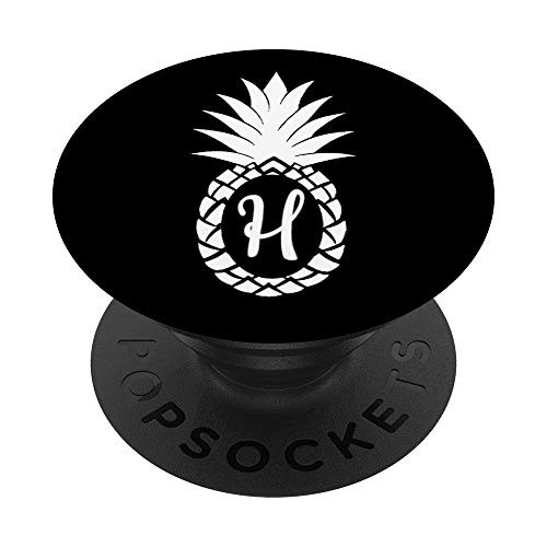 Pineapple Monogram Initial Letter H PopSockets Grip and Stand for Phones and Tablets