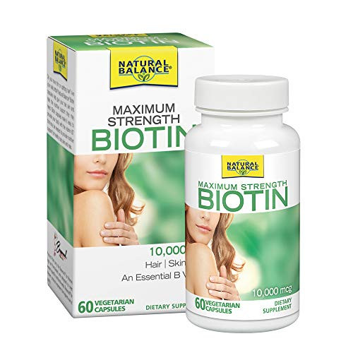 Natural Balance Biotin 10000 mcg  Healthy Hair Supplement  Skin Health   Strong Nails Support  60 VegCaps 60 Serv_