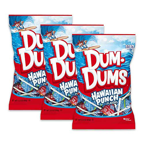 Dum Dums Lollipops Hard Candy Suckers 3_5 Oz_ Bag 3-Pack 42 Pops Total Hawaiian Punch