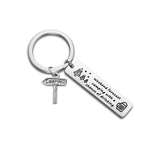 KUIYAI Weekend Forecast Camping with a Chance of Drinking Keychain Camper Key Ring Keychain