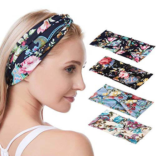 Nicute Boho Criss Cross Headbands Turban Knotted Head Wraps Flower Elastic Hair Bands for Women and GirlsPack of 4 Nicute Boho Criss Cross Headbands Turban Knotted Head Wraps Flower Elastic Hair Bands for Women and GirlsPack of 4