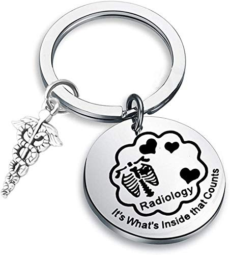 LQRI Radiology Keychain Radiology Technologist Gift Its Whats Inside That Counts Radiology Tech Jewelry Gift for Radiographer Sonographer X-Ray Tech Radiology Technician Sliver