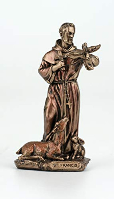 Veronese Design 3 38 Inch Saint Francis of Assisi Cast Resin Hand Painted Antique Bronze Finish Statue Home Decor