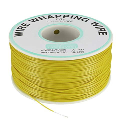 uxcell OK Wire Tin Plated Copper Cord Wire Wrapping PN DM-30-1000 30 AWG 820ft Length Yellow
