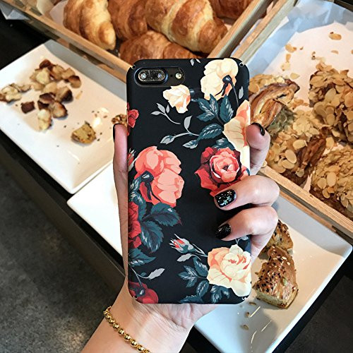 Cute iPhone 7 Plus / iPhone 8 Plus Case for Girls, Opretty Soft Slim Fit Full Protective Shell Phone Case with Summer Style Rose Floral Pattern for Apple iPhone 7 Plus?Rose? (Rose Flower@)