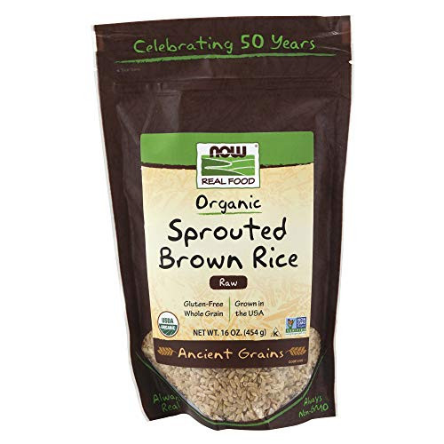 NOW Foods Organic Sprouted Brown Rice Raw Gluten-Free and Whole Grain 16-Ounce