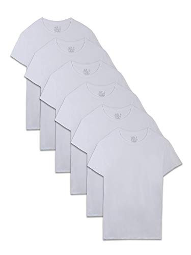 Fruit of the Loom mens Stay Tucked Crew T-shirt Underwear Tapered Fit - White 6 Pack Small US