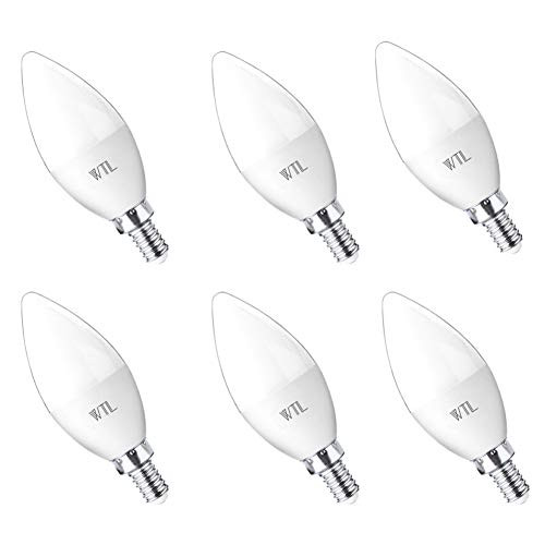 E12 LED Candelabra Bulb, 60W Equivalent 5000K Daylight and 6W 600LM Non-Dimmable, E12 Base Light Bulbs for Ceiling Fan, 6 Pack by WTL ¡­