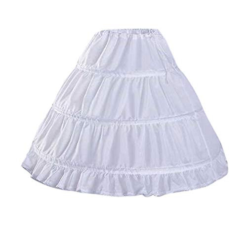 CEZOM Girls 3 Hoops Petticoat Full Slip Flower Girl Crinoline Underskirt MPT127-65 White