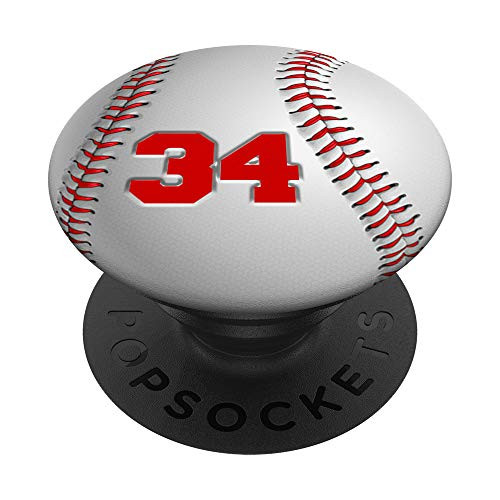 Baseball Player Number 34 Baseball Player 34 PopSockets Grip and Stand for Phones and Tablets