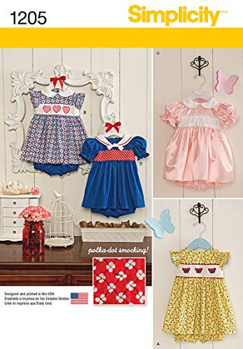Simplicity 1205 Baby Dress and Bloomers Sewing Patterns XXS-L