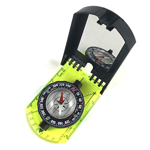 DETUCKTM Map Compass and Protractor Green Acrylic Rotating Bezel Sighting Compass with Mirror for Camping Hiking Hunting Boating Mapping Drawing Outdoor