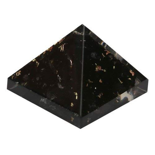 Spritual Elementz Reiki Charged Chakra Healing Black Orgone Pyramid 1Inch with Clear Crystal Gemstone Copper Metal Stone for Protection from All Negative Energies