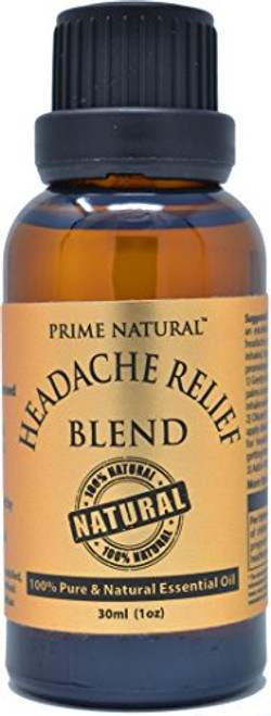 Prime Natural Headache Relief Essential Oil Blend 30ml  1oz - Natural Pure Undiluted Therapeutic Grade for Aromatherapy Scents   Diffuser - Tension Relaxation Sleep destress Anti Anxiety
