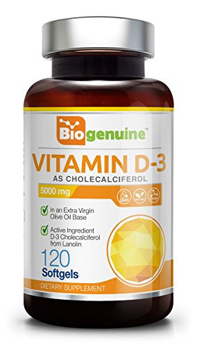 Vitamin D3 5000 IU 120 Softgels - High-Potency  Non-GMO  Soy-Free  in Extra Virgin Olive Oil  Strong Bones  Immune Health  Support for K-2