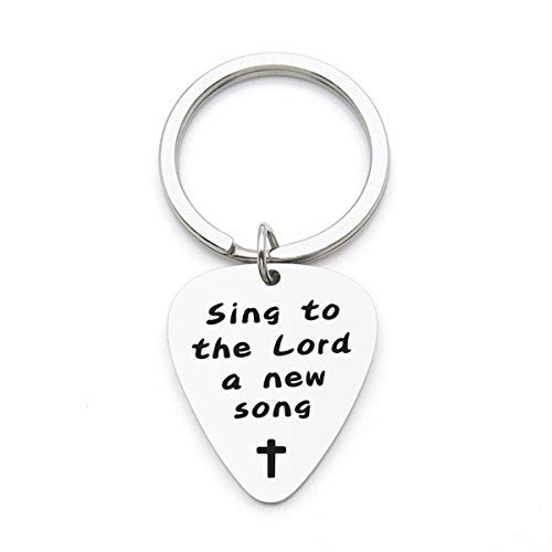 WUSUANED Christian Guitar Pick Keychain Sing To The Lord A New Song Religious Jewelry Inspirational Gift For Musicians Worship Leader sing to the lord a new song guitar pick keychain WUSUANED Christian Guitar Pick Keychain Sing To The Lord A New Song Religious Jewelry Inspirational Gift For Musicians Worship Leader sing to the lord a new song guitar pick keychain