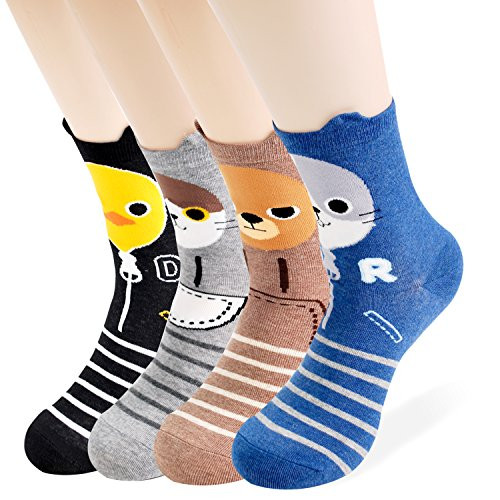 Womens Casual Socks - Cute Crazy Lovely Animal Cats Dogs Pattern Good for Gift One Size Fits All Hoodies Assorted Colors