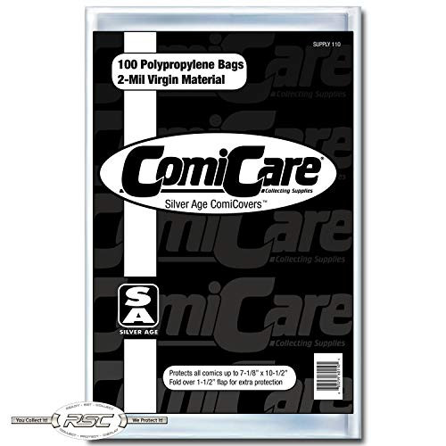 Silver Age Size Comicovers 100 Polypropylene Comic Book Bags