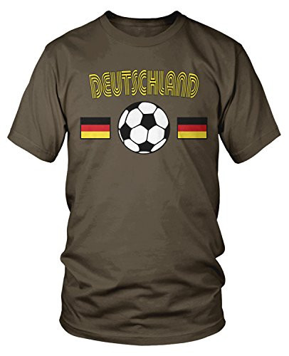 Amdesco Mens Deutschland Soccer German Germany Football T-Shirt Dark Chocolate Medium