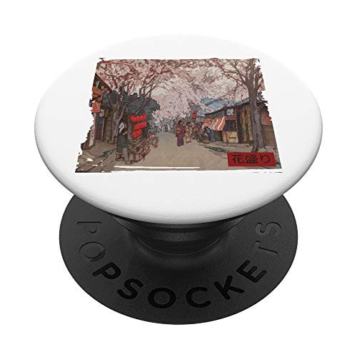 Japanese Cherry Blossom Woodblock Print PopSockets Grip and Stand for Phones and Tablets