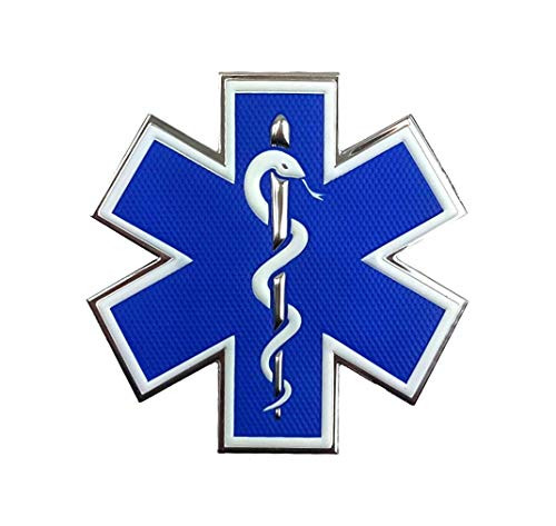 PVC Morale Patch - EMS - Medical Responder 3 Star of Life - Single Snake - BlueWhiteSilver