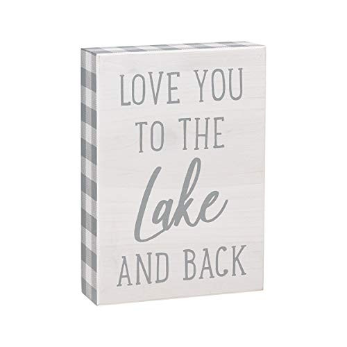 Collins Painting Decorative Wood Block Sign with Plaid Pattern to The Lake and Back