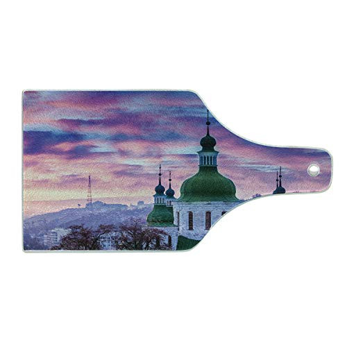 Lunarable Wanderlust Cutting Board Sunset and Cloud over Cityscape Kiev Ukraine Europe Building Evening Tempered Glass Serving Board Wine Bottle Shape Medium Size Muave Green Lunarable Wanderlust Cutting Board Sunset and Cloud over Cityscape Kiev Ukraine Europe Building Evening Tempered Glass Serving Board Wine Bottle Shape Medium Size Muave Green