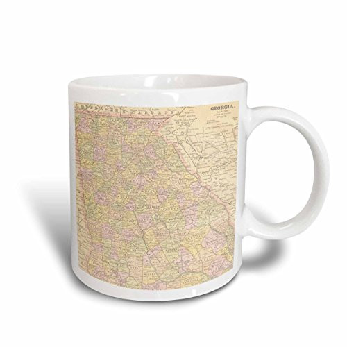 3dRose 3dRose Vintage Map of Georgia USA - Ceramic Mug, 11-ounce (mug_178864_1), White