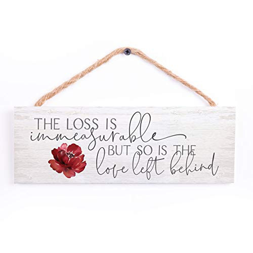 P_ Graham Dunn Loss is Immeasurable Floral Red 10 x 3_38 Pine Wood Hanging String Sign