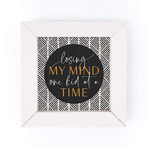 P_ Graham Dunn Losing My Mind Hatched Tribal 5 x 5 Pine Wood Decorative White Framed Art Sign