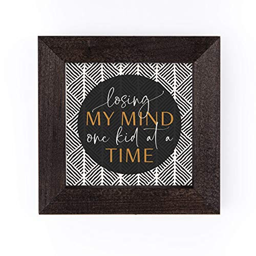 P_ Graham Dunn Losing My Mind Hatched Tribal 5 x 5 Pine Wood Decorative Stormy Framed Art Sign
