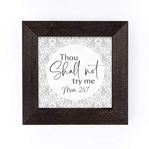 P_ Graham Dunn Not Try Me Paisley Grey 5 x 5 Pine Wood Decorative Stormy Framed Art Sign