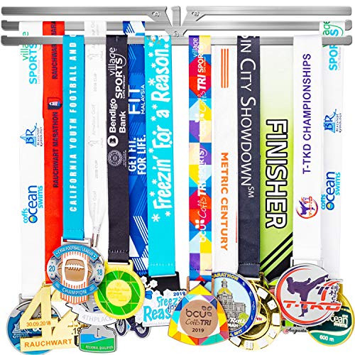 Miayork Medal Holder Display Hanger Rack Medals-Medal Holder Wall Mount Easy to Install Race Runner Medal Frame Simple Hanger Hooks 3 Lines